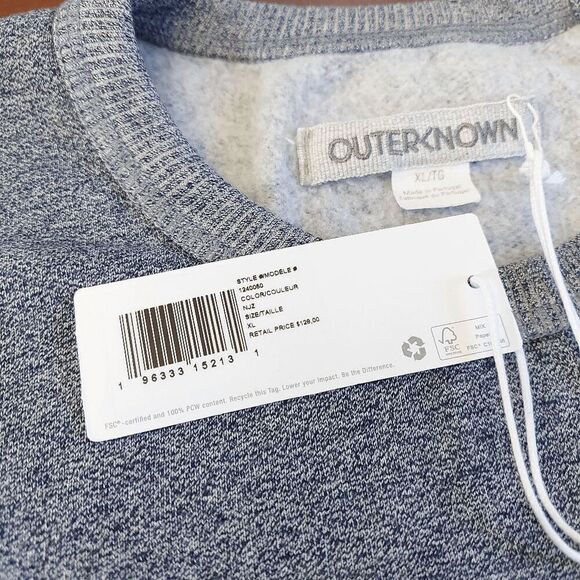 Outerknown Crewneck Pocket Sweatshirt Organic Cotton Blue Men's Size XL - Picture 4 of 5